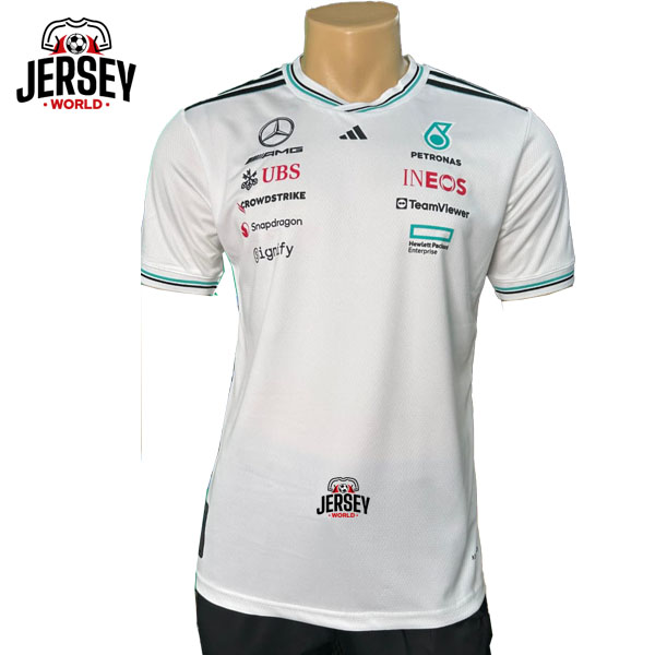 Mercedes F1 2025 Team V-Neck Jersey-White