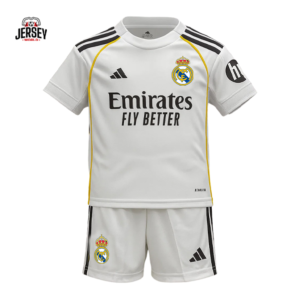 Real Madrid 2025/26 home kids kit