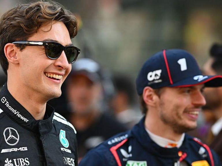 George Russell and Max Verstappen